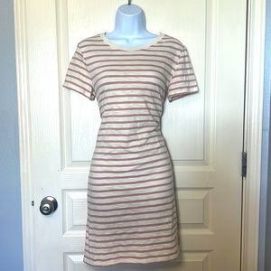 NWT Cream brown stripe t shirt dress. Light material. 100% cotton. XS